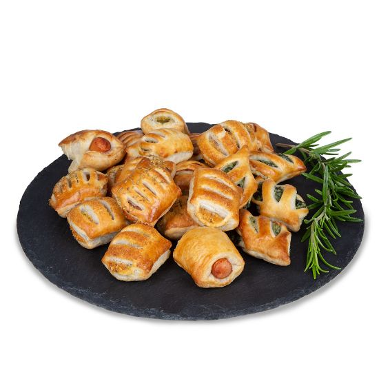 Bild von PAN MiniMix Alpin.Mediteran, ca.45g/Stk mit der Beschreibung 6 veschiedene herzhafte backfertige Blätterteigstückchen