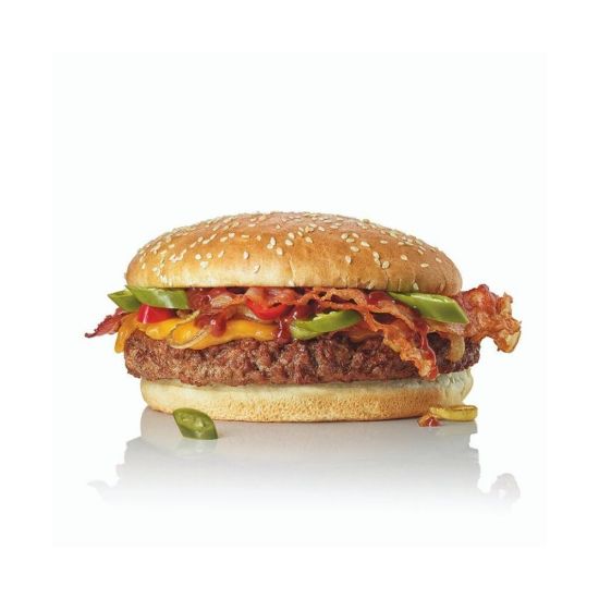 Bild von Ranch Master Giga-Burger 227g mit der Beschreibung Burger aus Rindfleisch, gewürzt, roh, tiefgefroren.