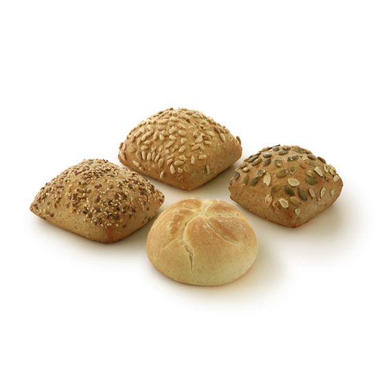Bild von Brötchen-Mix  70/85g, vorgebacken mit der Beschreibung je 25 Kaiser-,Kürbiskern-,Mehrkorn- & Sonnenblumenbrötchen