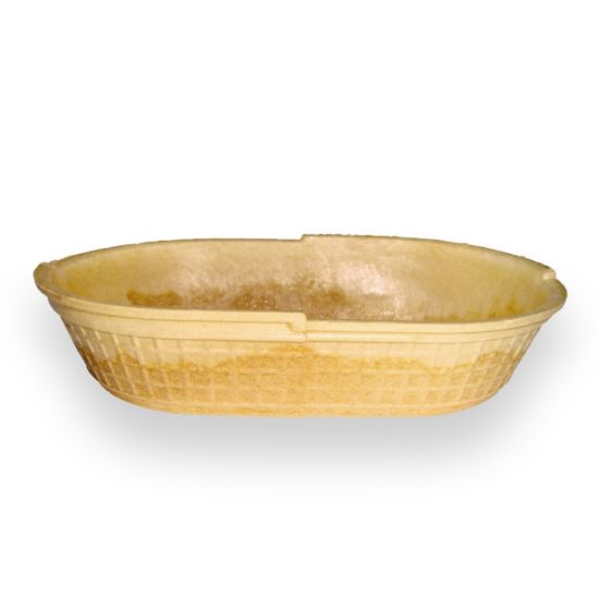 Bild von Waffel-Snack-Schalen,oval mit der Beschreibung 155x100x35mm