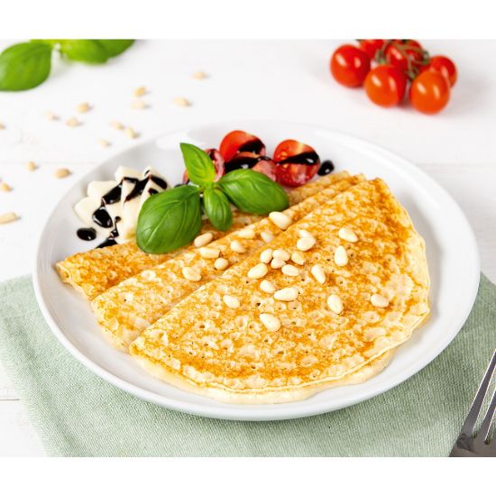 Bild von Eierpfannkuchen natur, 70g mit der Beschreibung Beidseitig gebacken & 1x gefaltet. Ideal für süße oder herzhafte Speisen.