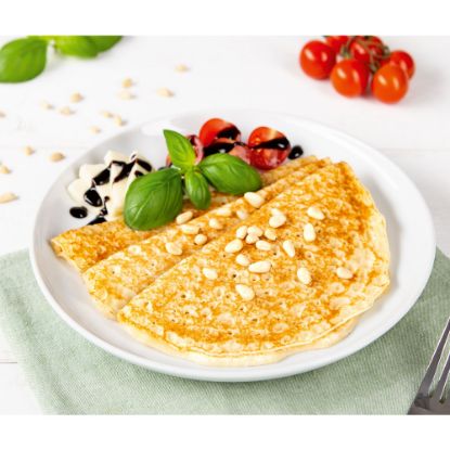 Bild von Eierpfannkuchen natur, 70g mit der Beschreibung Beidseitig gebacken & 1x gefaltet. Ideal für süße oder herzhafte Speisen.