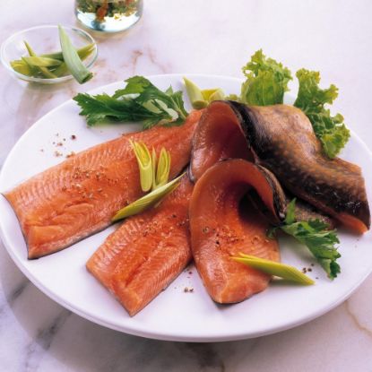 Bild von Seesaibling- Filet mit Haut, 250-450g mit der Beschreibung 20% Glasur, einzeln entnehmbar