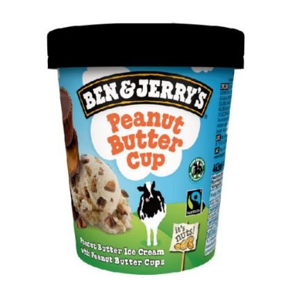 Bild von Peanut Butter Cup 465 ml Becher mit der Beschreibung Erdnussbutter-Eiscreme mit Erdnusscreme Drops