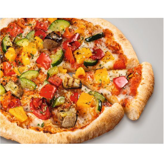 Bild von SteinofenPizza Perfettissima Verdure 440g/ø 29 cm mit der Beschreibung mit gegrillter Paprika, Zucchini & Aubergine sowie feinem Mazarella Käse