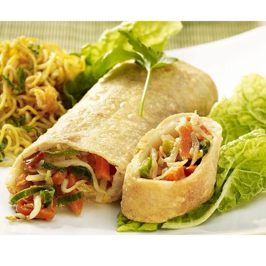 Bild von Frühlingsrolle"Gourmet" 150g, vegan mit der Beschreibung Knusprige Frühlingsrolle, gefüllt mit buntem Gemüse &  Mungobohnenkeimlingen.