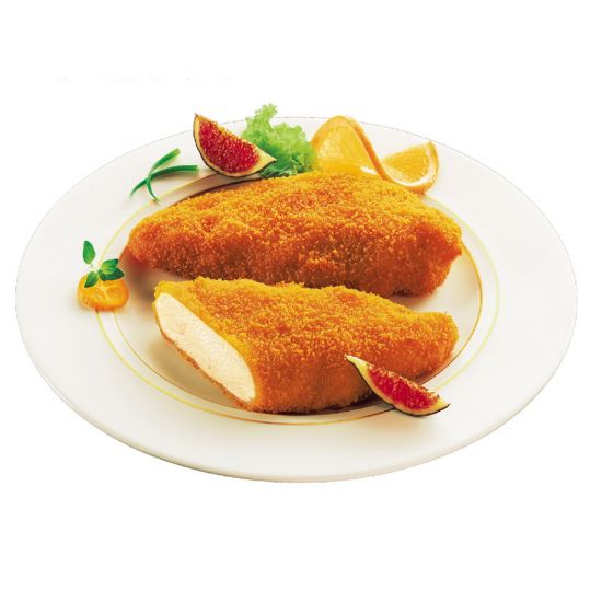 Bild von Hähnchenbrustfilet paniert 140g mit der Beschreibung Hähnchenbrustfilet gewürzt & knusprig  paniert.