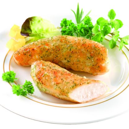 Bild von Hähncheninnenfilet  "Kräuter" mit der Beschreibung Zarte Hähncheninnefilets mit Kräuterbutter mariniert.