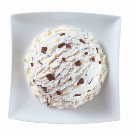 Bild von EISGENUSS Stracciatella mit der Beschreibung Eis mit Schokoladenstückchen, ohne deklarationspflichtige Zusatzstoffe