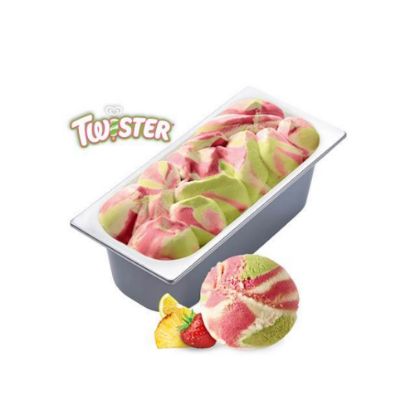 Bild von CDOS Twister Pinapple mit der Beschreibung Ananaseis, Eis mit Erdbeer und Zitronenfruchteis mit Zitronen-Limettengeschmack.