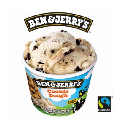 Bild von BJ Cookie Dough 100 ml mit der Beschreibung Vanille-Eiscreme mit riesen Cookieteigstücken und Kakaobits